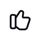 Black thumbs-up like icon with rounded edges on white background.