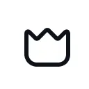Simple black outline of a crown with three points inside a rounded rectangular base.