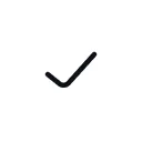 Black checkmark symbol on a white background.