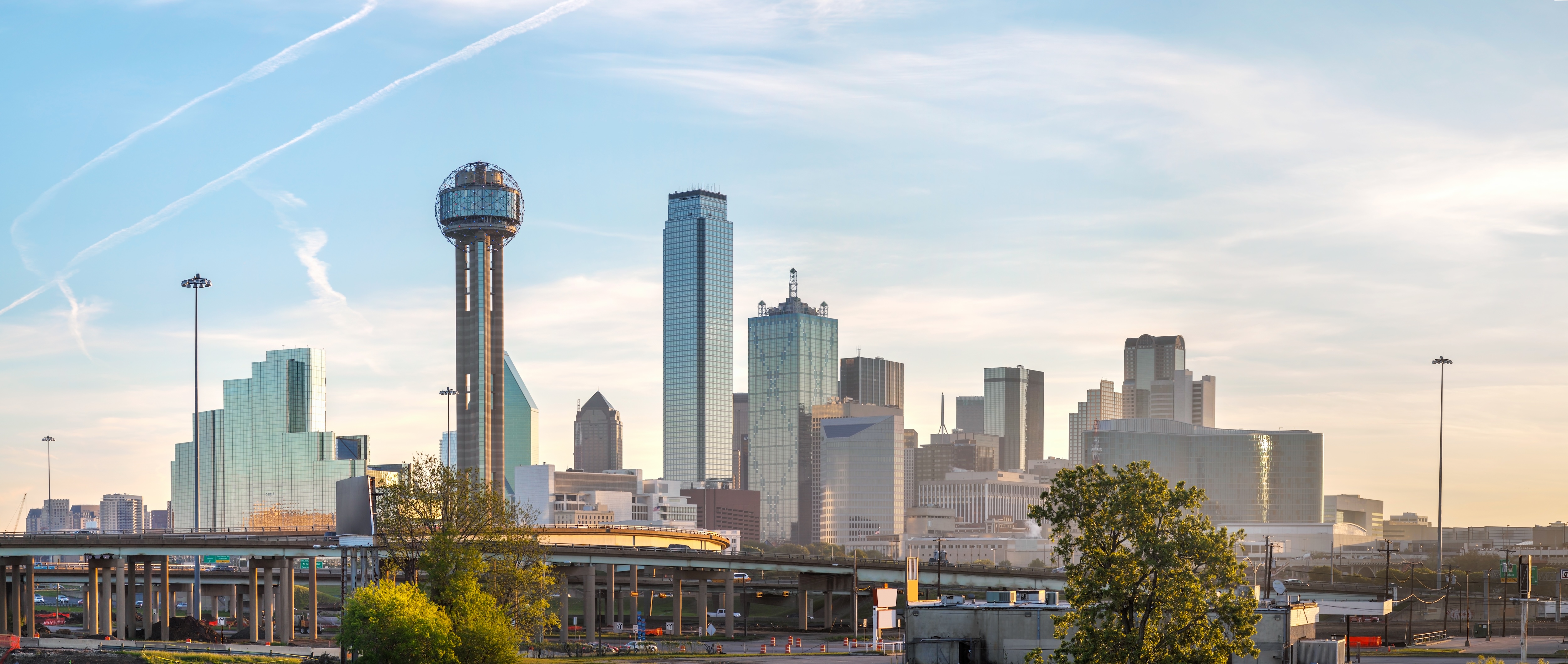 Panoramic overview of downtown Dallas stock image