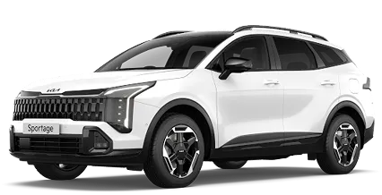 Beli Kia Sportage SUV sa modernim dizajnom i crnim detaljima.