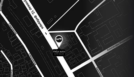 Mapa sa markiranom lokacijom auto salona Kia Velja Auto na Bulevaru 12. februara 64c u Nišu.