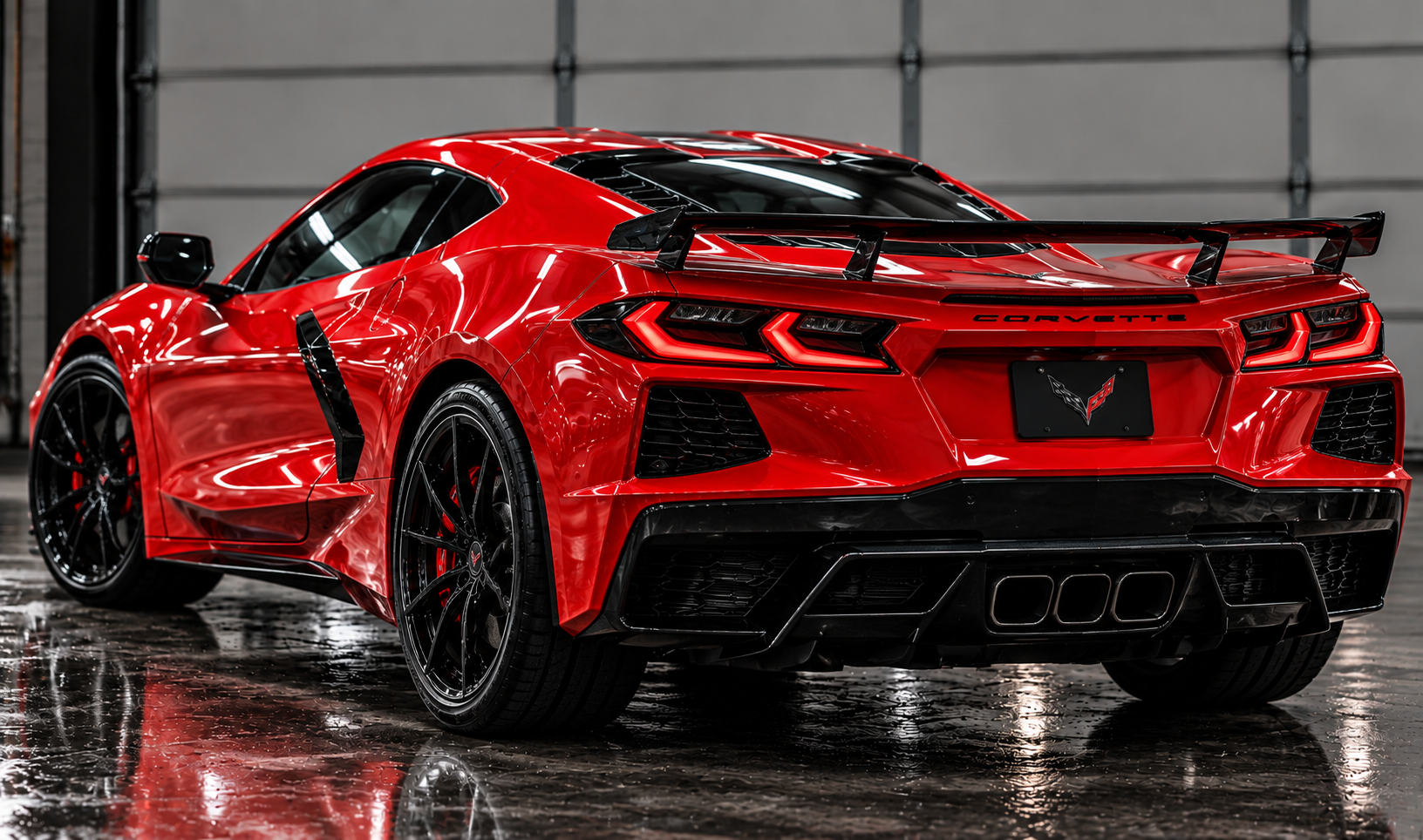 Red Corvette ceramic coating process by The Final Touch Detailing