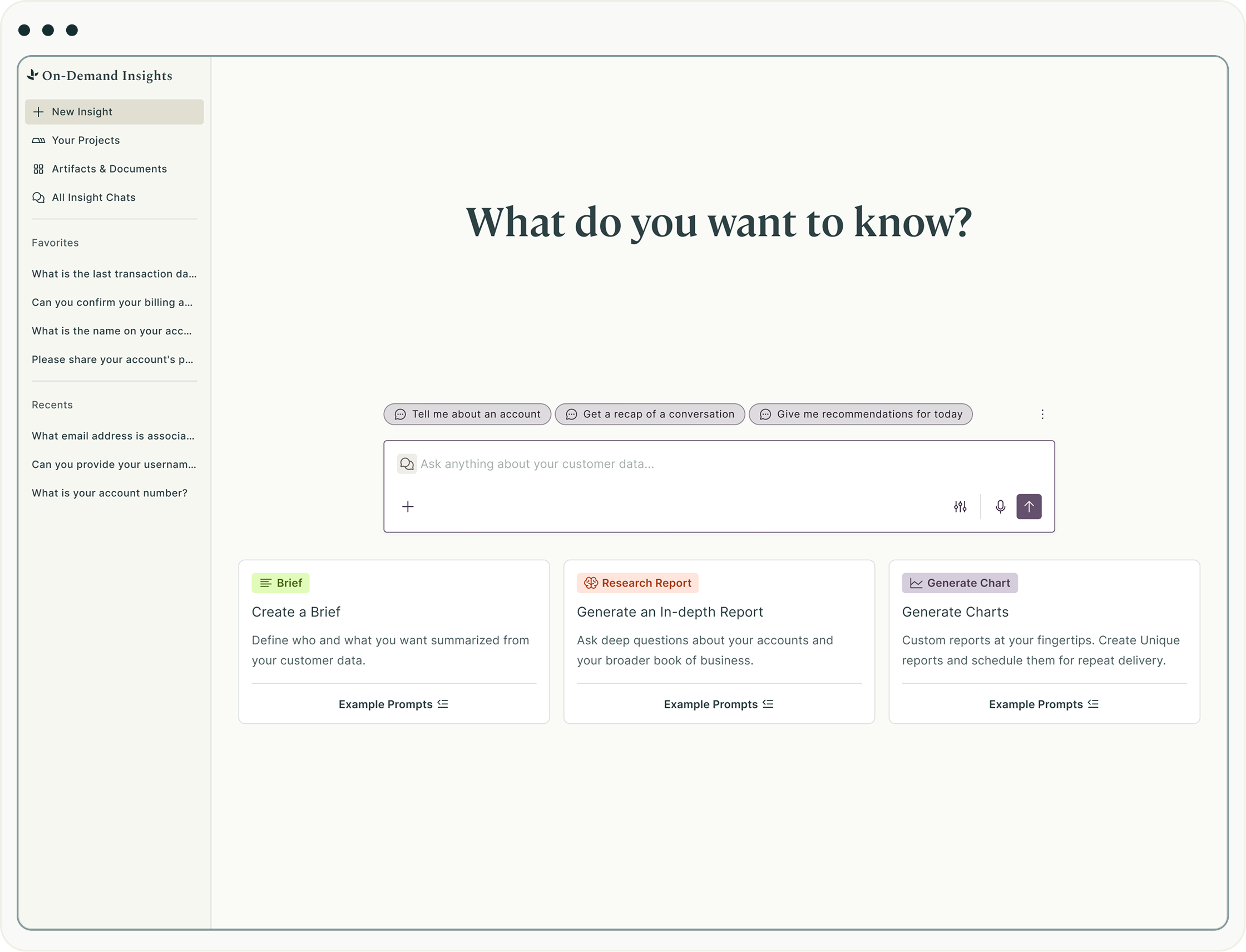 Odie On-Demand Insights workspace
