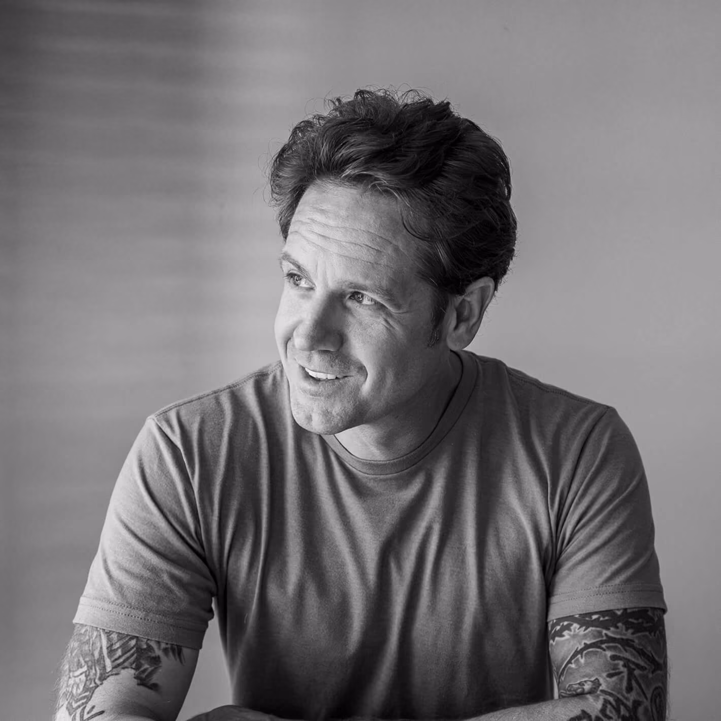 Founder of Thorne Design Studio looking to the side