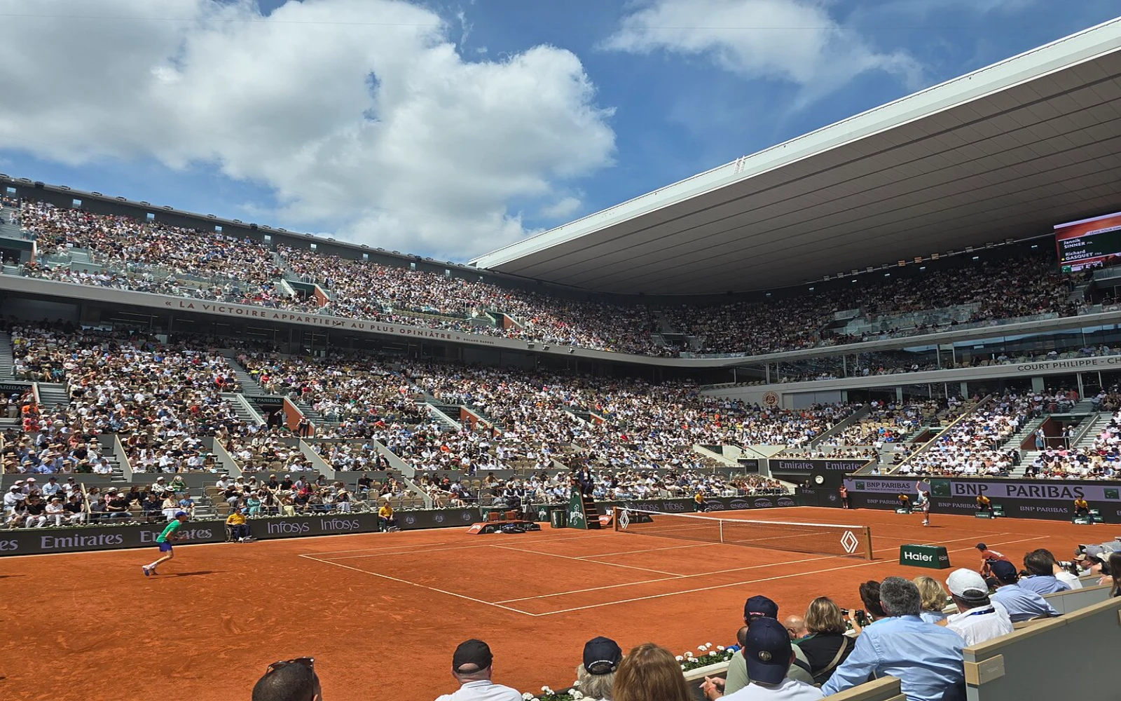 Jannik Sinner and Richard Gasquet on Phillipe Chatrier
