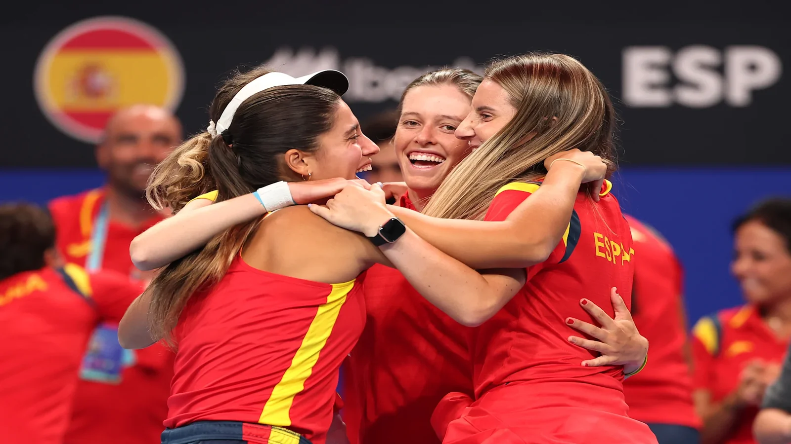 Spain celebrating after a win in BJK