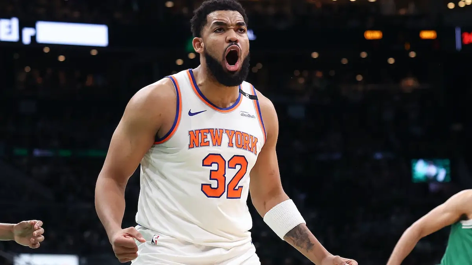 Karl Anthony Towns in the Knicks shirt