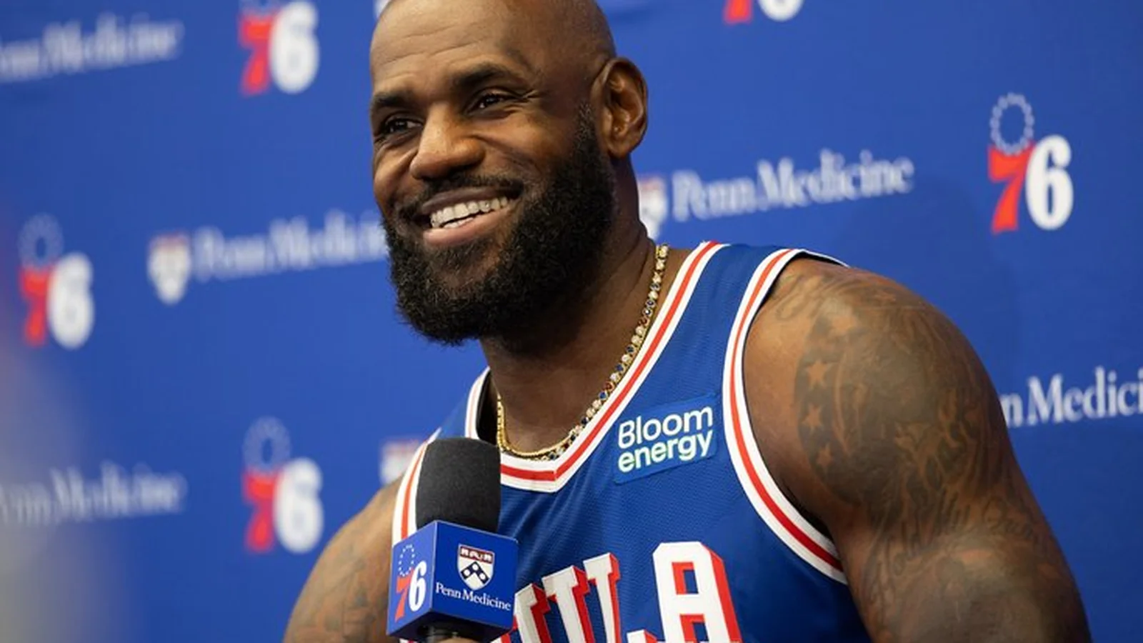 Lebron James as a sixer for NBA Media day