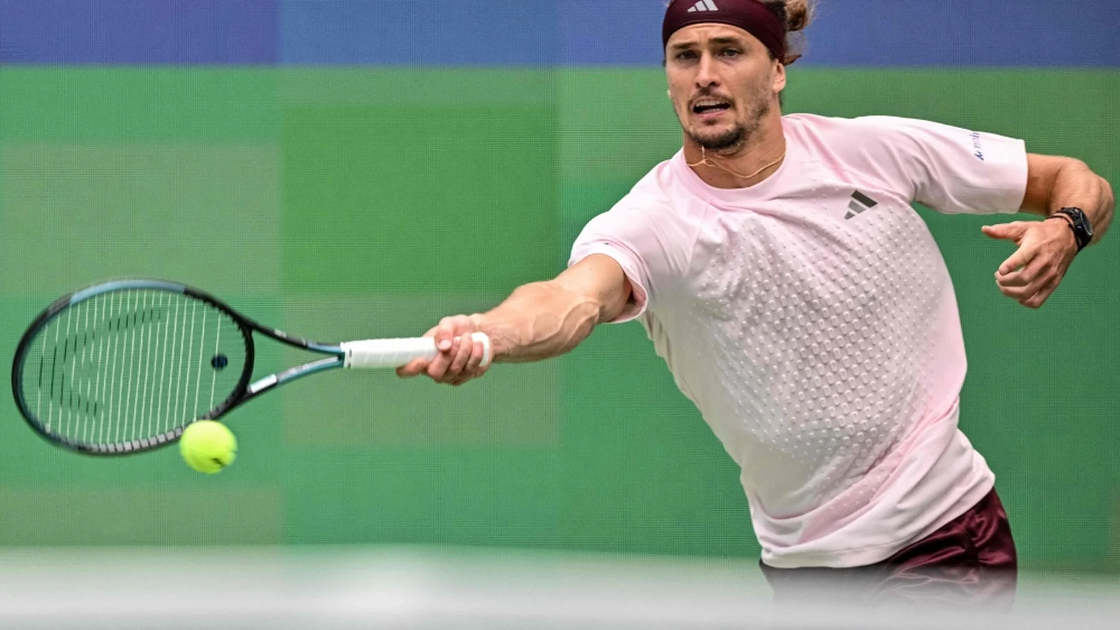 Alexander Zverev reaches for a forehand during a match at the Vienna Open.