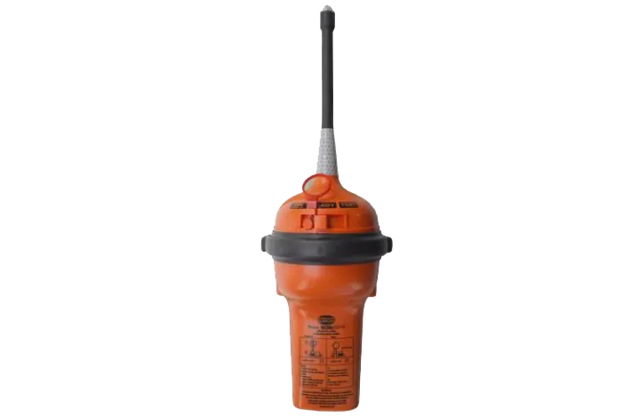 Orange emergency locator beacon with aerial antenna