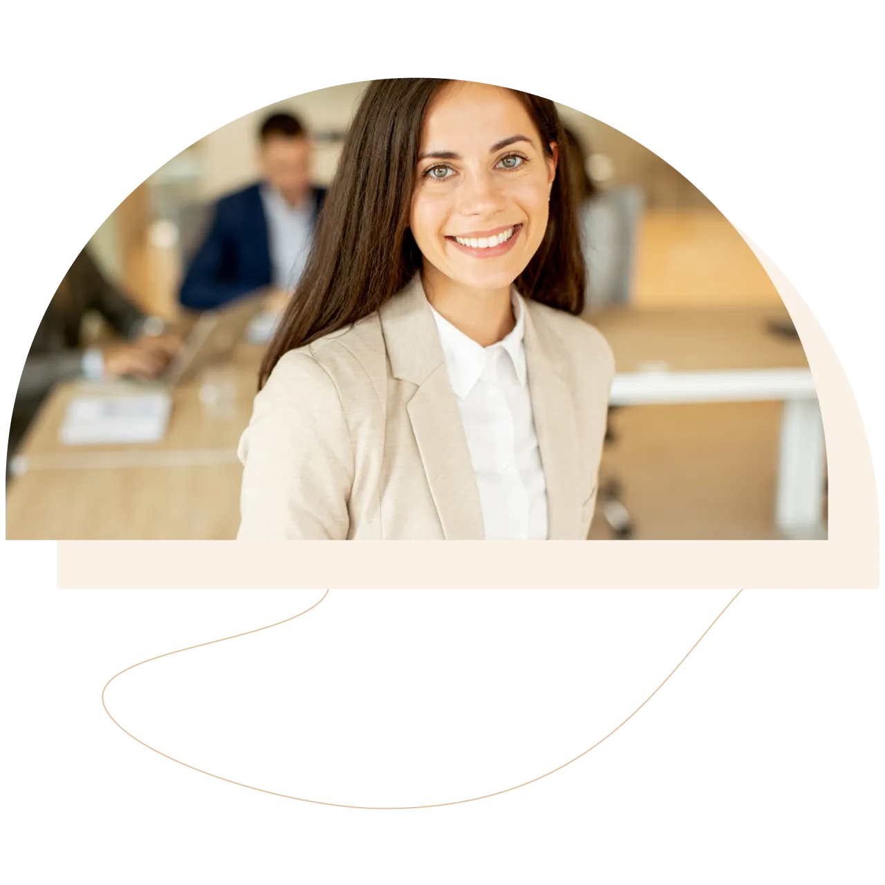 Smiling woman in a suit jacket