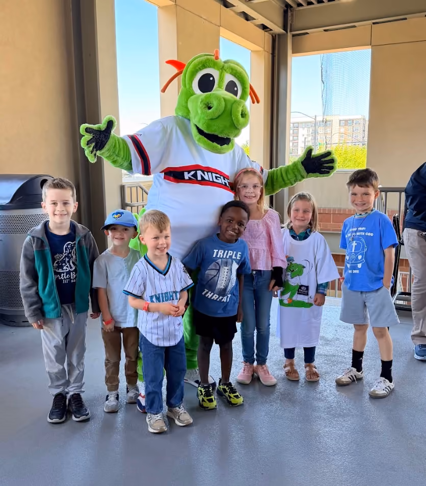 Children with Charlotte Knights mascot