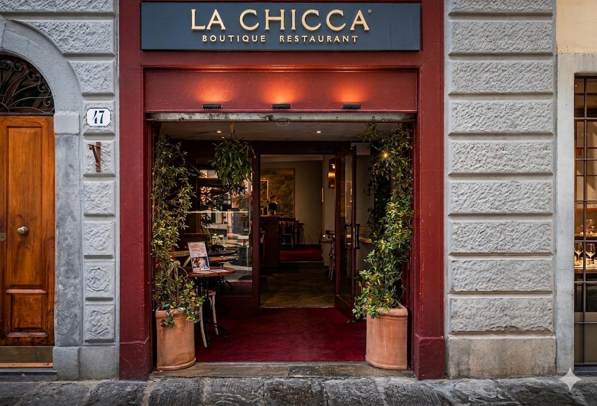 Restaurant entrance on Via dei Macci, in Florence's Sant'Ambrogio neighborhood