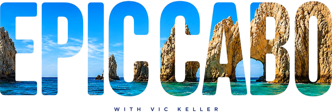 The word 'EPICCABO' filled with a scenic ocean view and rock formations under a blue sky.