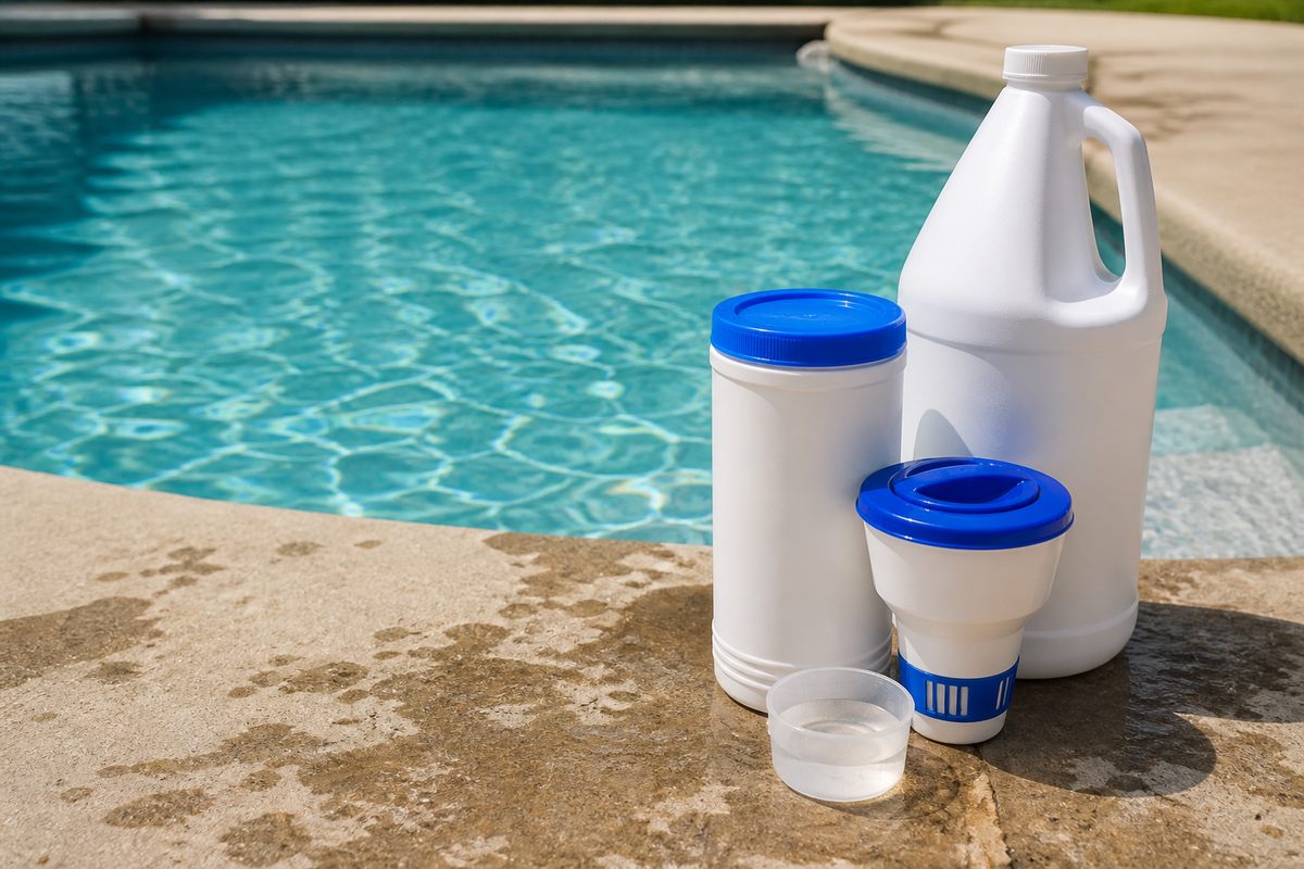 Pool chemicals on the deck