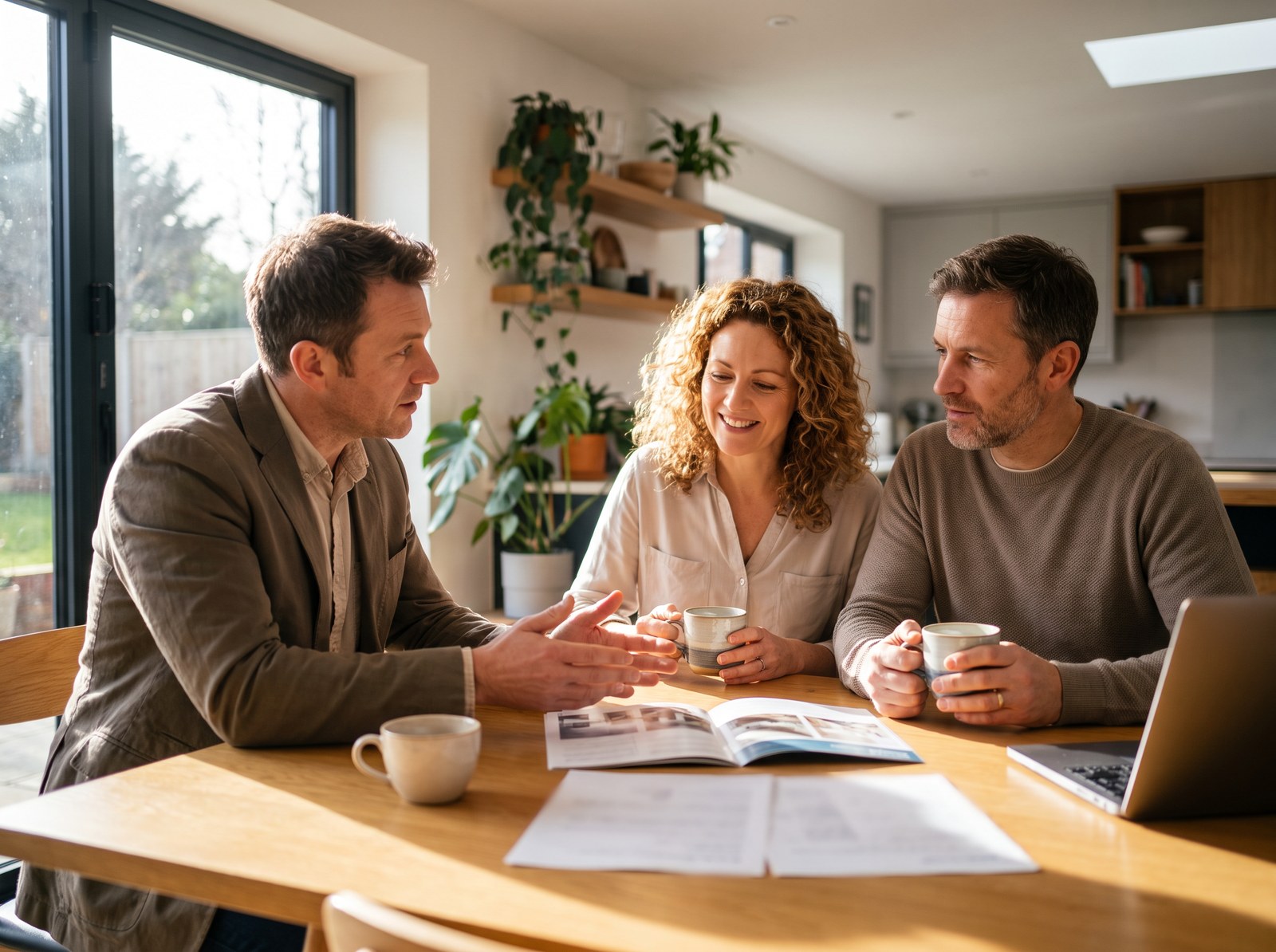 A field rep in a meeting with customers