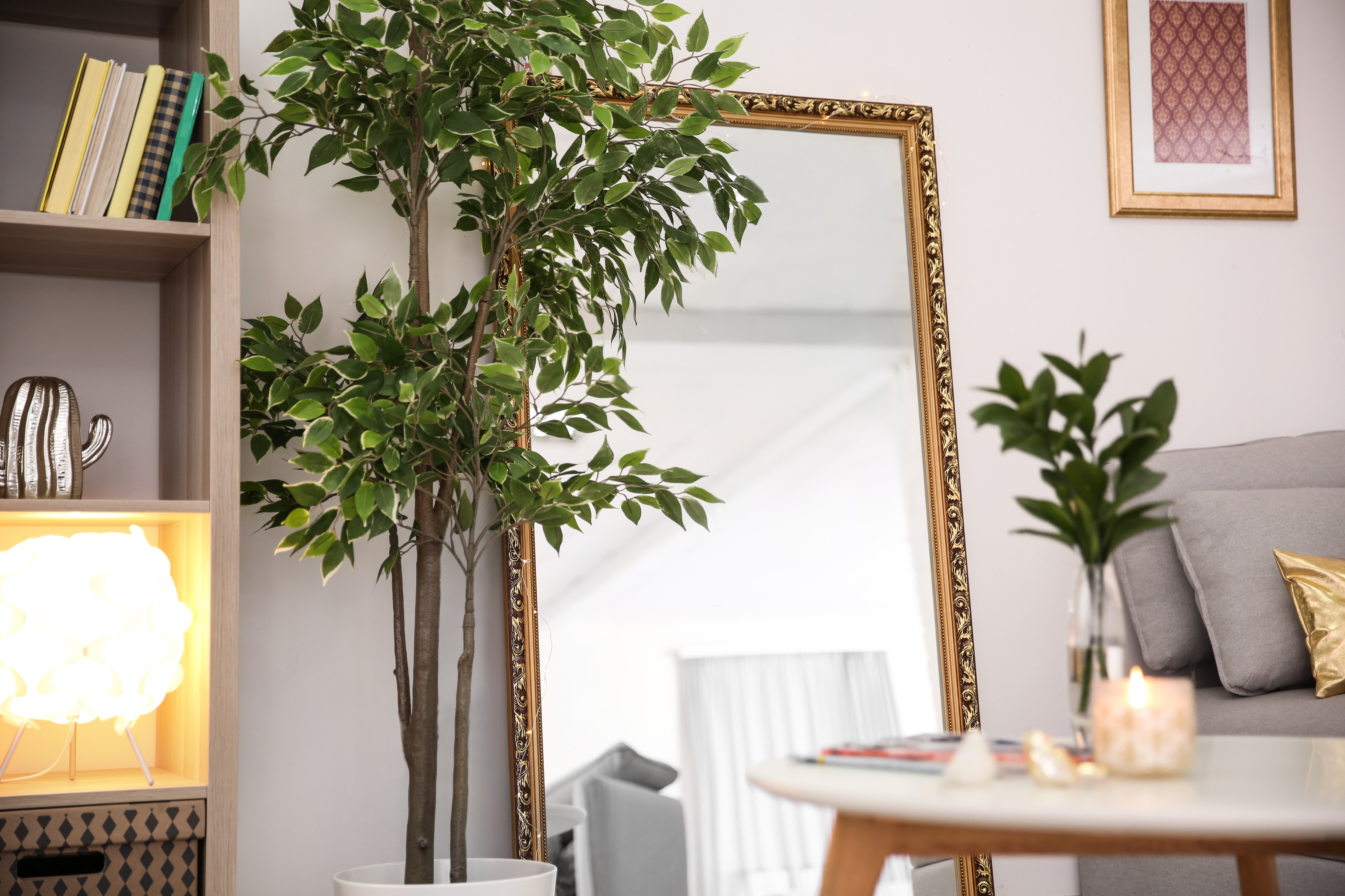 Mirror in living room stock image