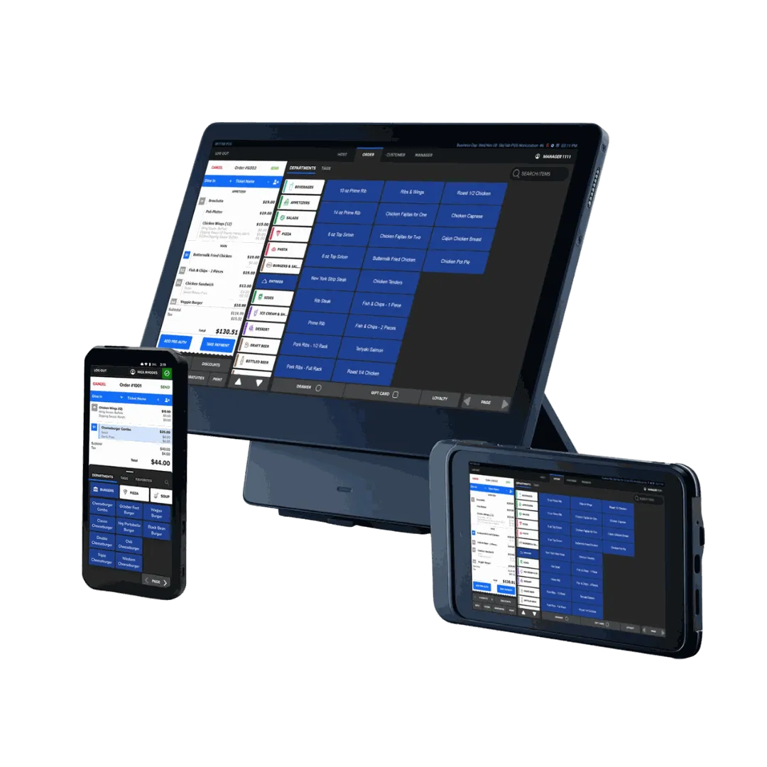 SkyTab POS till shown with its add on modules