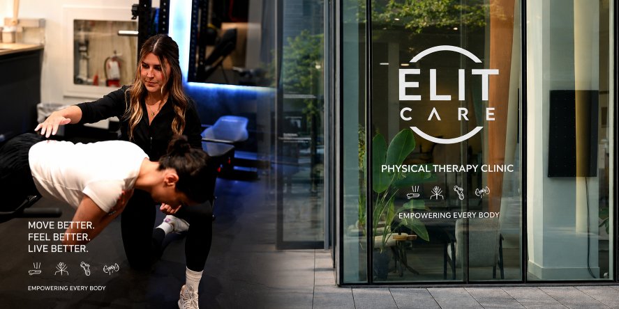 Physiotherapist assisting a client with a stretch at Elit Care