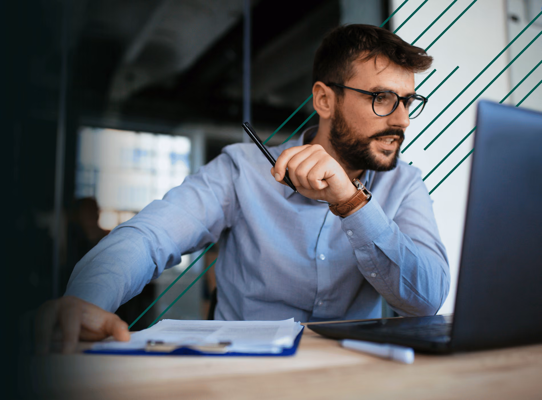 Male working at laptop