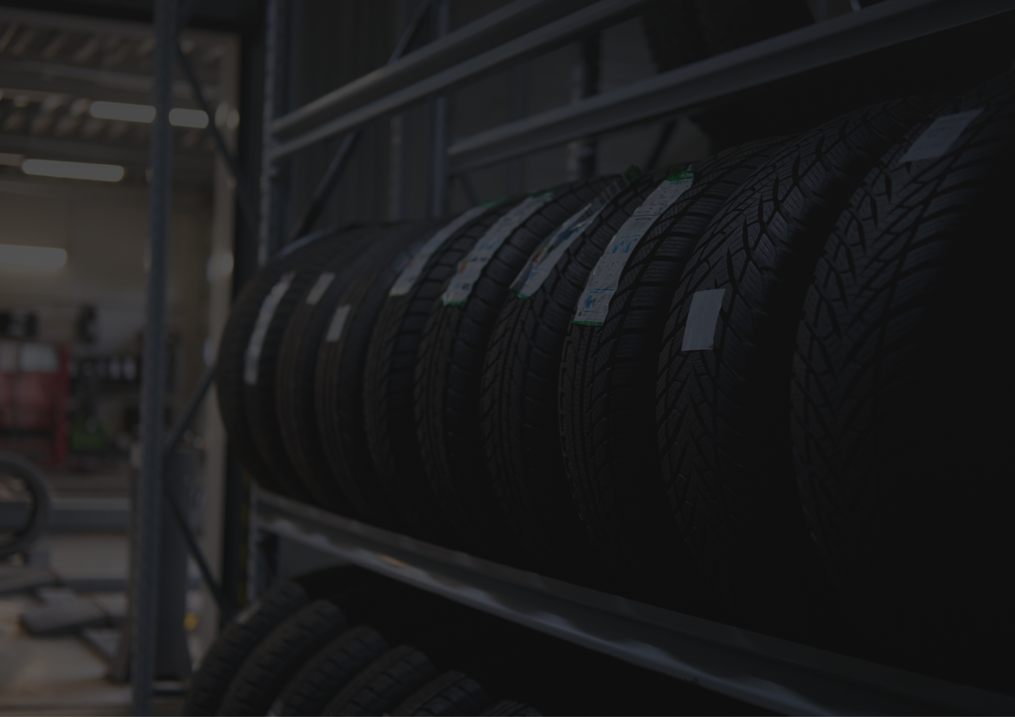 Tires stored in a garage