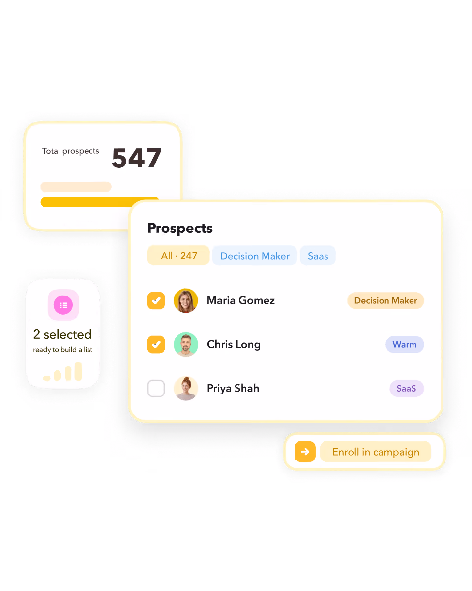 STACKED lead management dashboard showing prospects, tags, and campaign enrollment