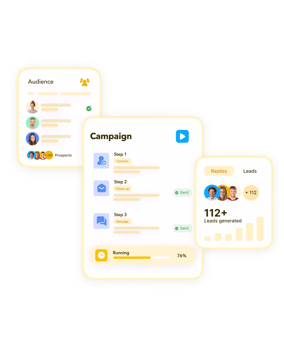 STACKED drip campaign dashboard showing audience, campaign steps, and leads generated
