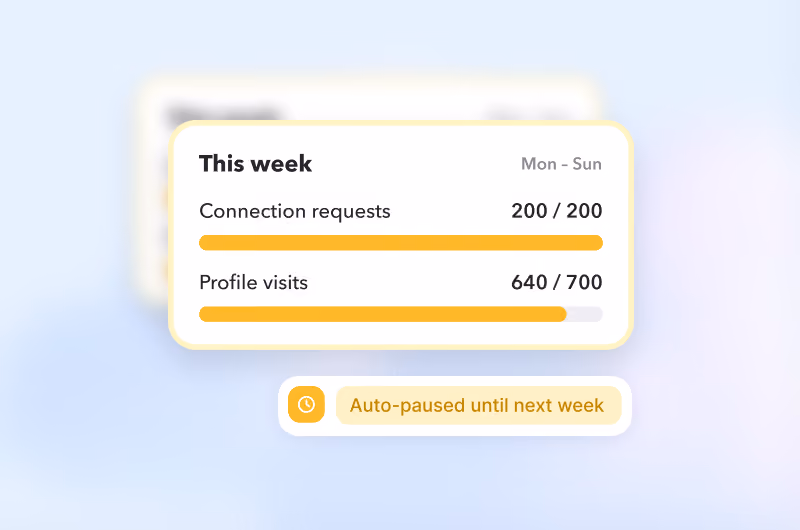 STACKED tracking weekly LinkedIn activity limits and automatically pausing outreach