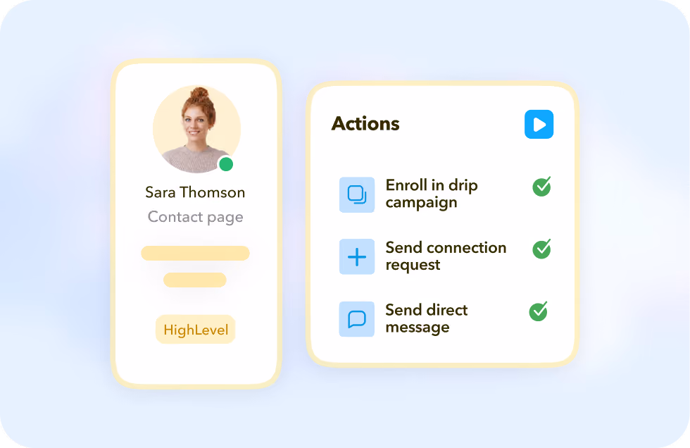 STACKED performing LinkedIn outreach actions from HighLevel contacts