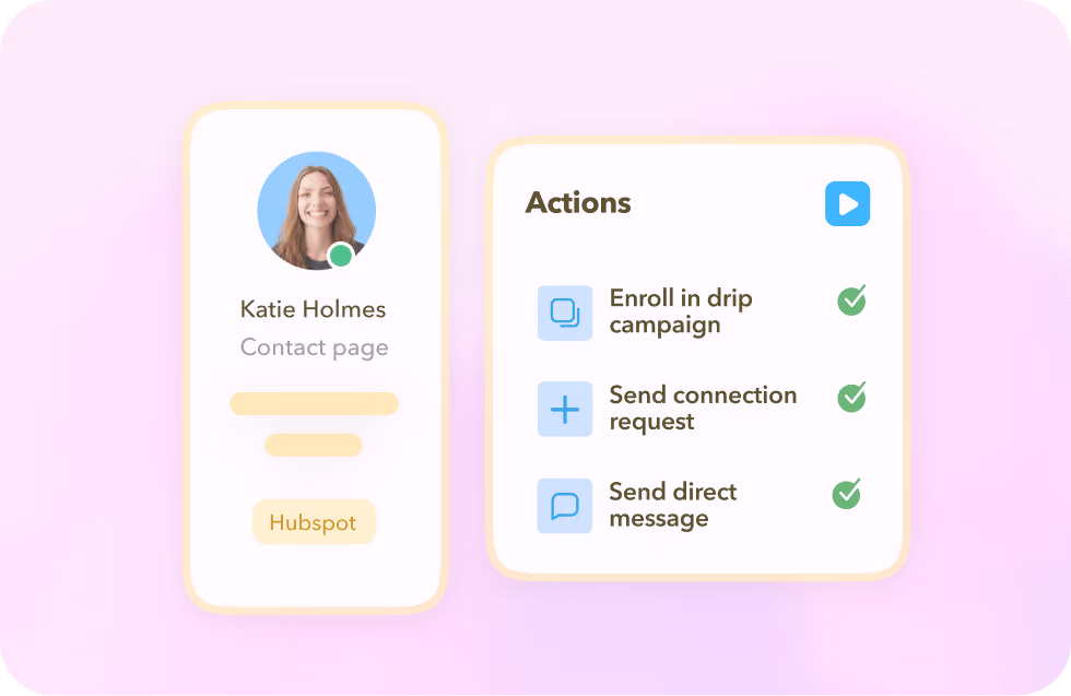 STACKED performing LinkedIn outreach actions from HubSpot contacts