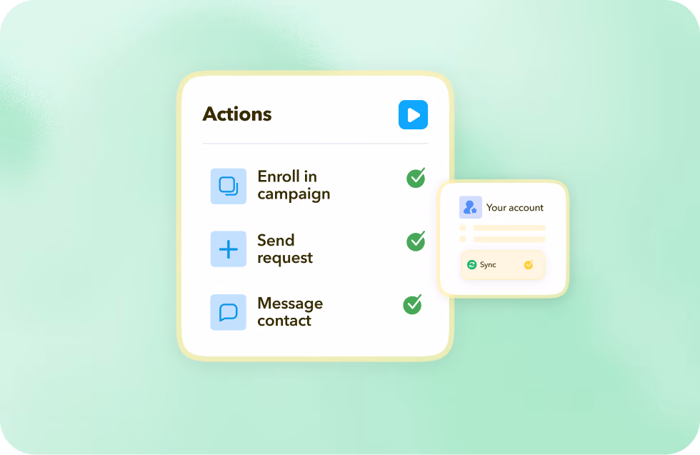 SharpSpring actions for enrolling, connecting, and messaging LinkedIn leads