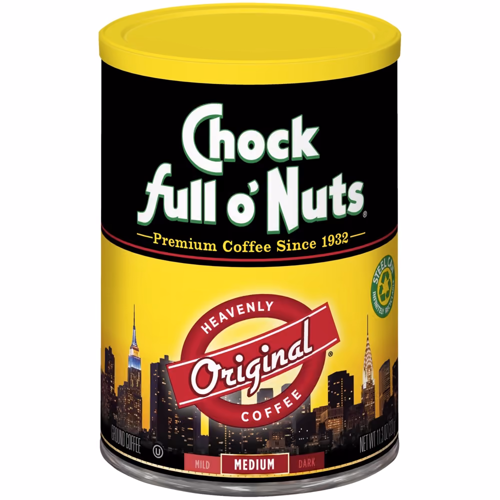 A can of Chock full o'Nuts Original medium roast coffee