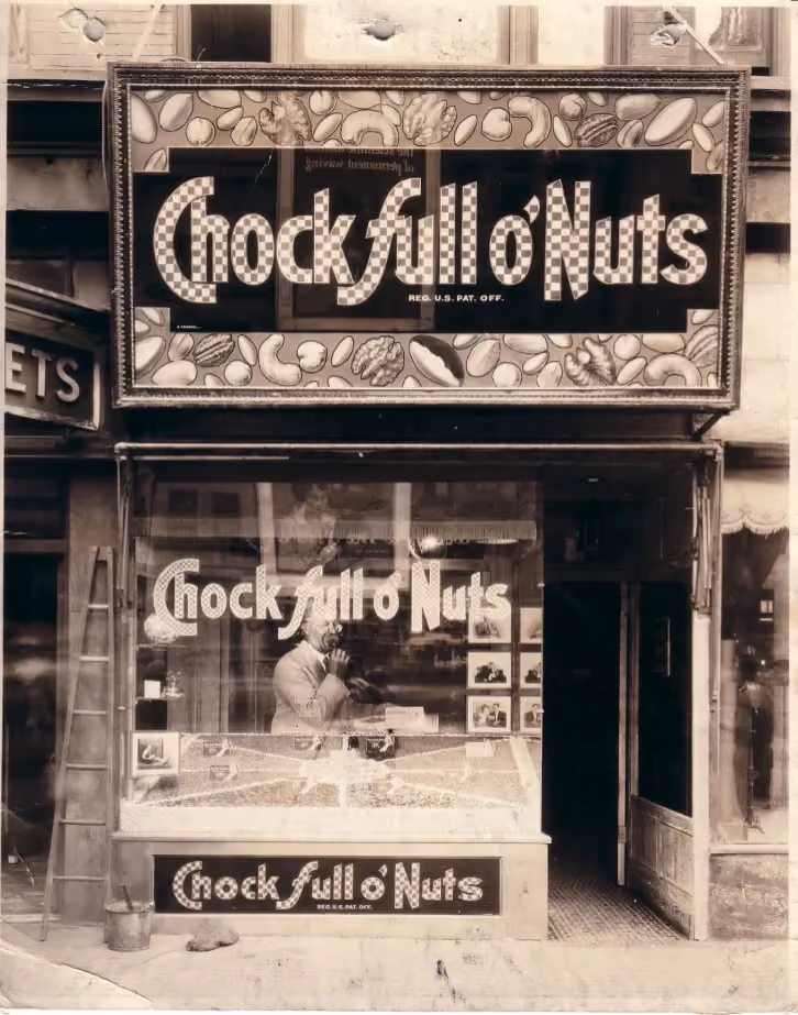 The vintage Chock full o'Nuts shopfront sign
