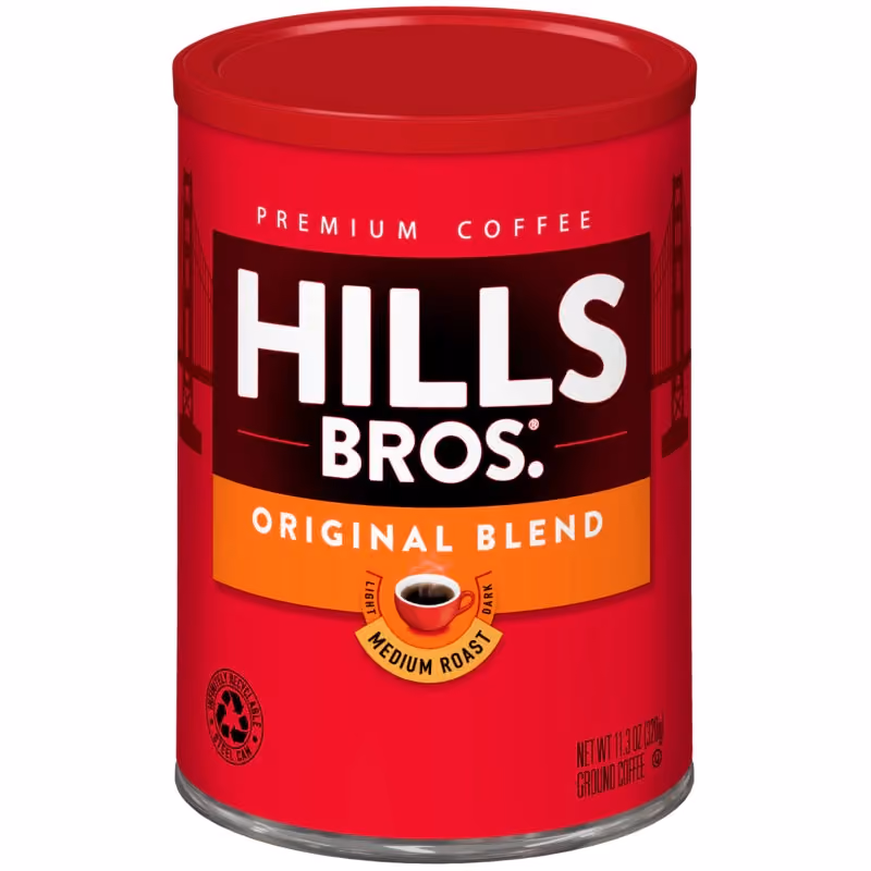 A can of Hills Bros. Original Blend medium roast coffee