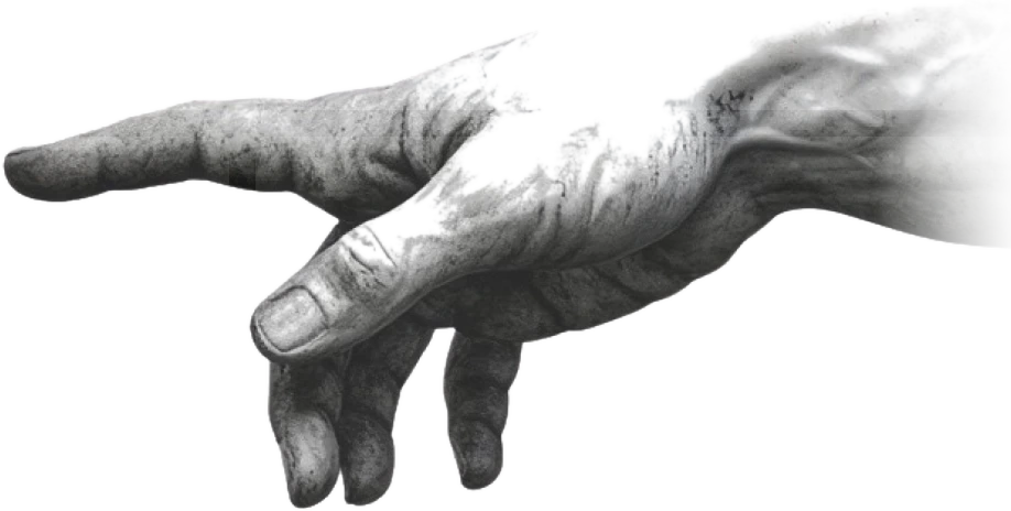 Marble hand reaching back