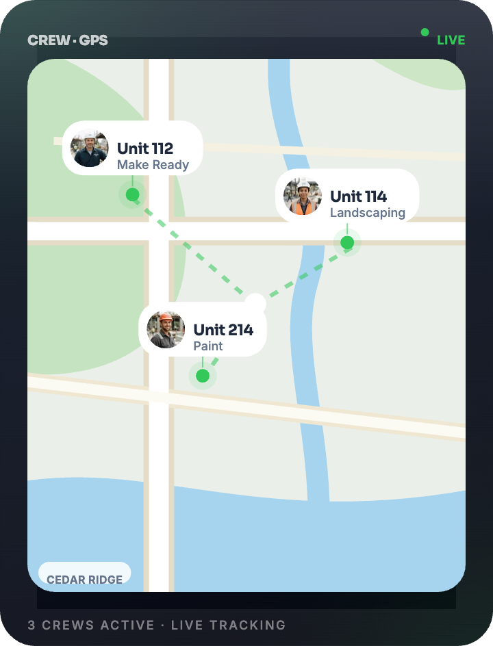 HALO crew GPS feature card with property map
