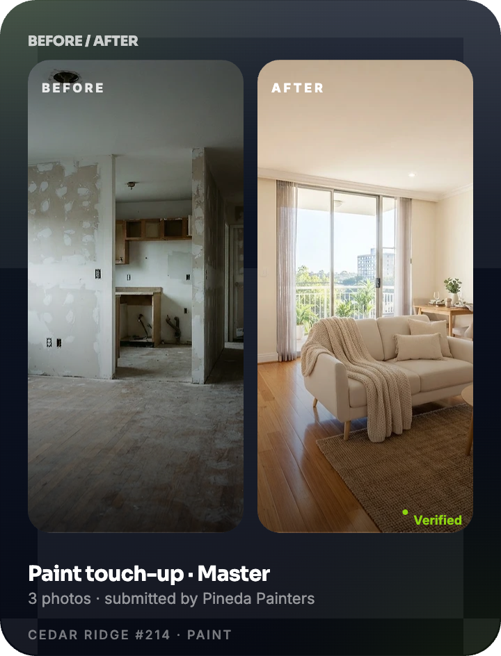 HALO before-and-after feature card showing visual work progress