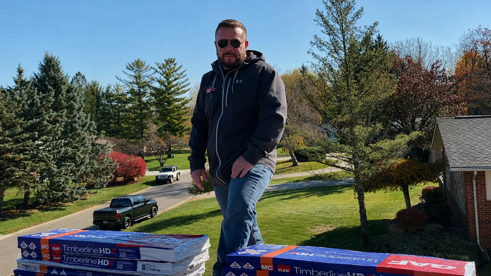 Armor Roofing owner Paul Kirkwood on a completed Michigan roof with GAF Timberline HDZ shingles