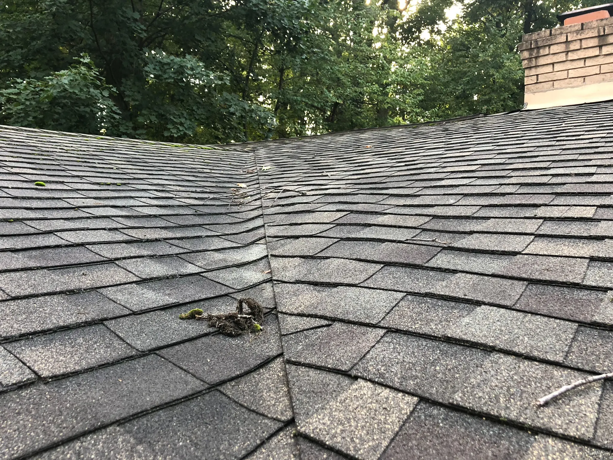 Roof valley showing visible condition concerns