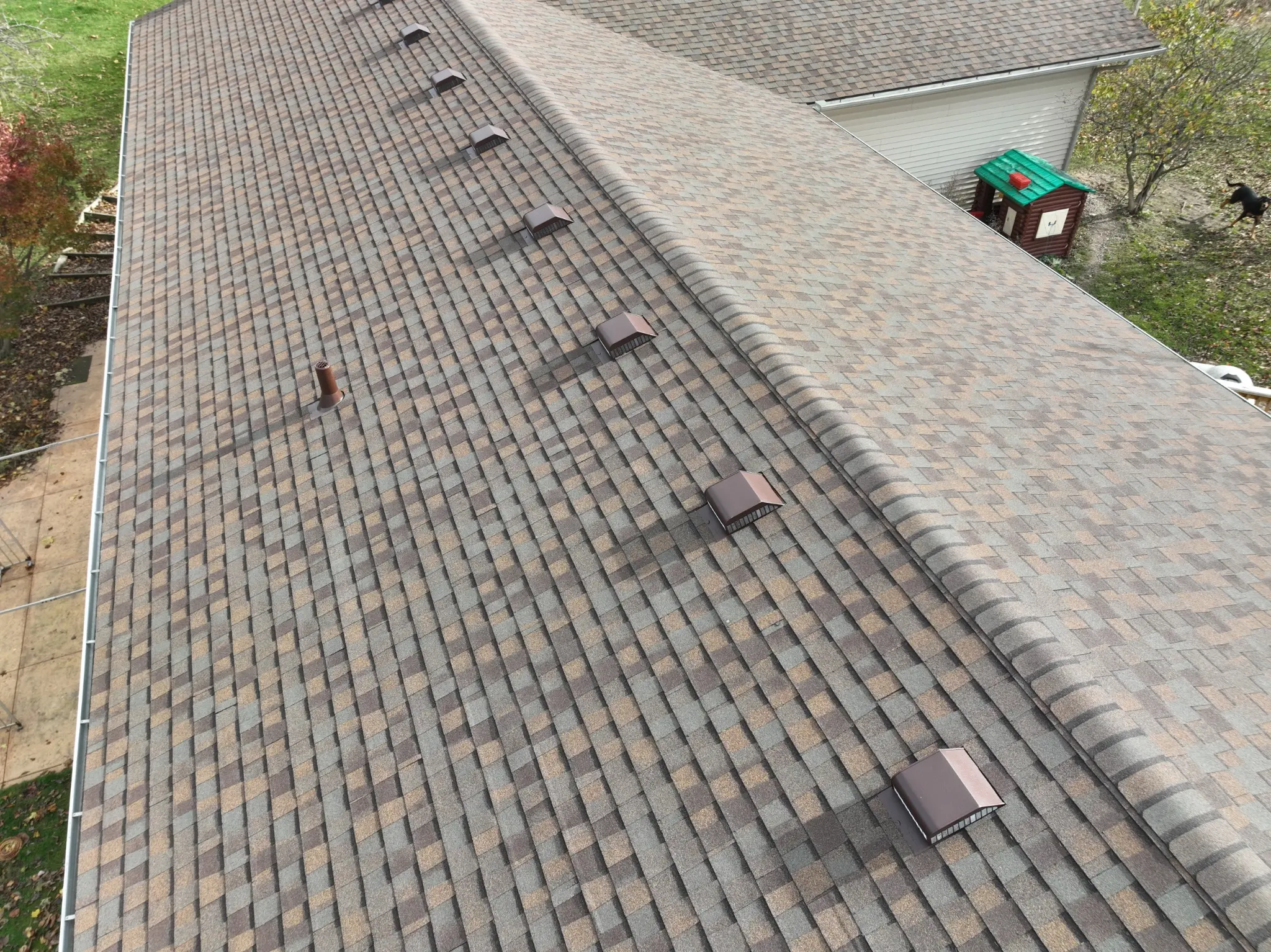 Completed roof detail showing box ventilation vents
