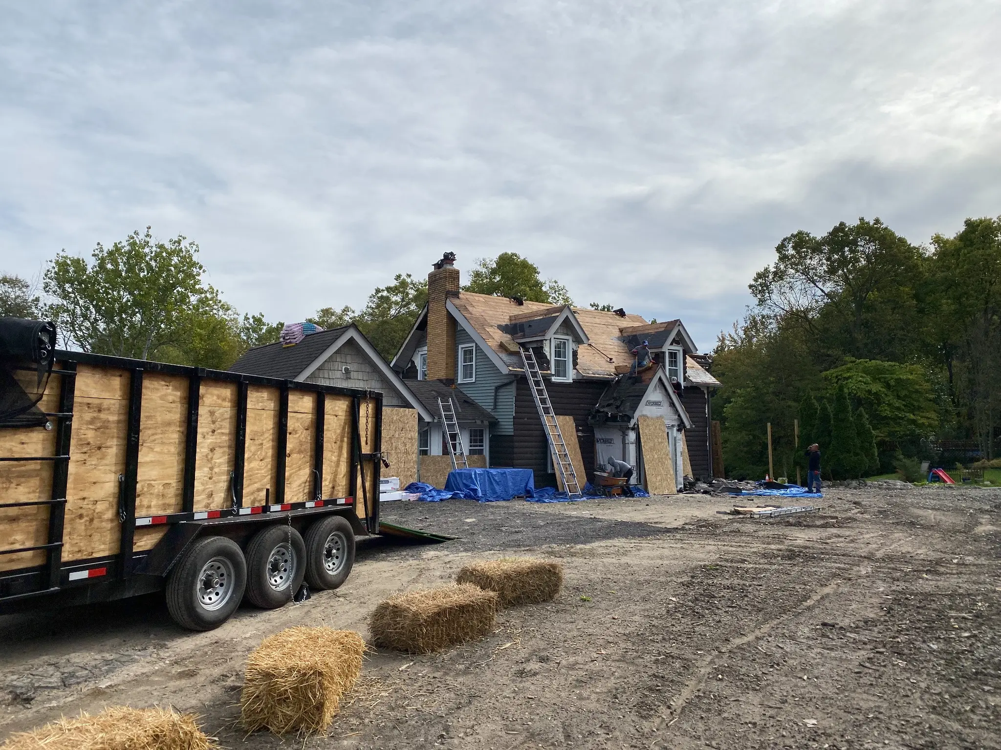 Armor Roofing full roof replacement project under construction