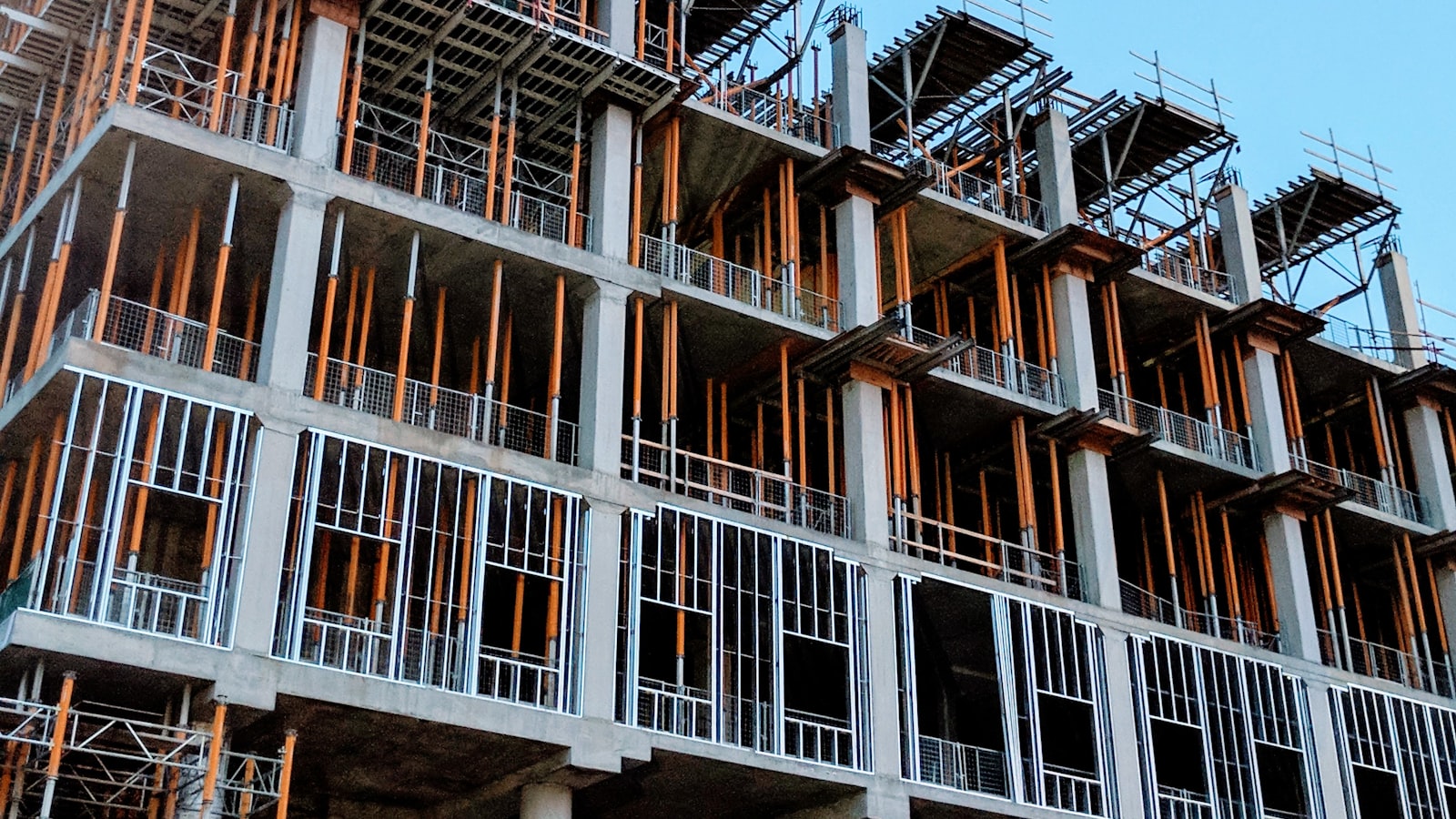 A concrete building under construction