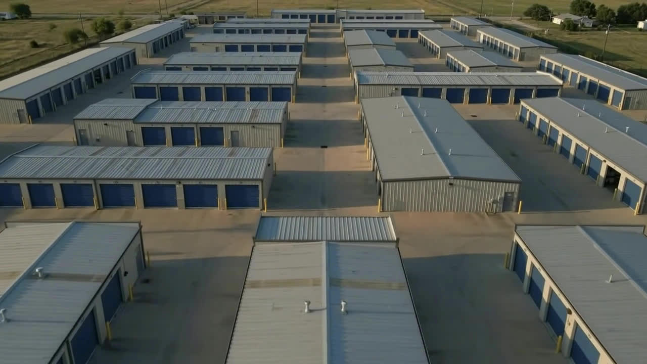 Aerial view of a self-storage facility
