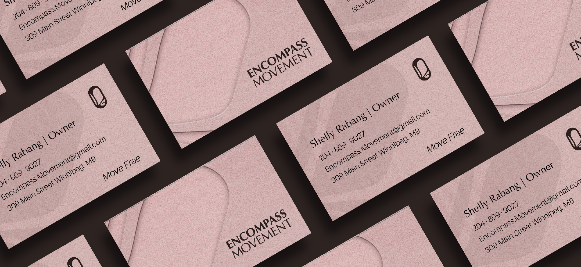Encompass Movement business cards in the new brand colours