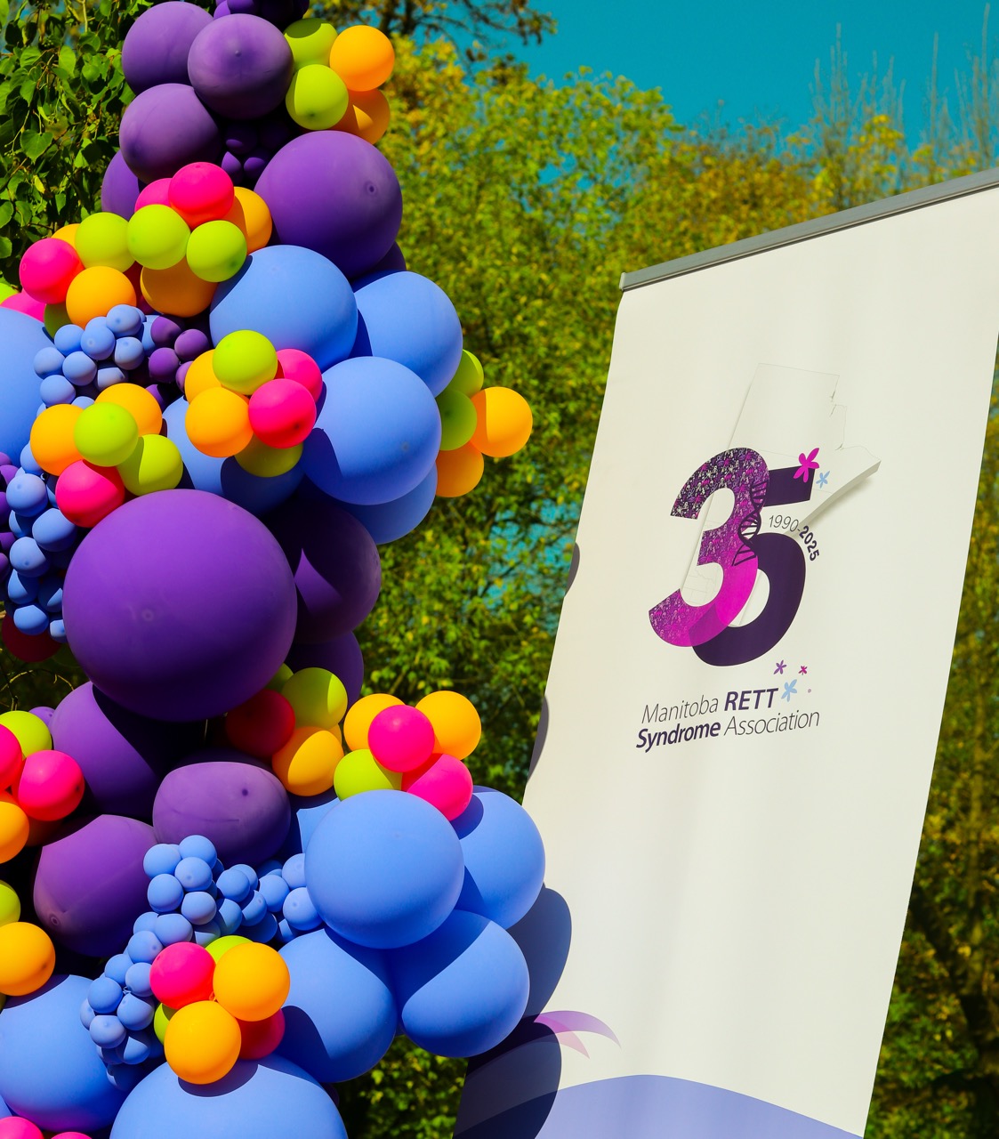 35th anniversary banner for the Manitoba Rett Syndrome Association