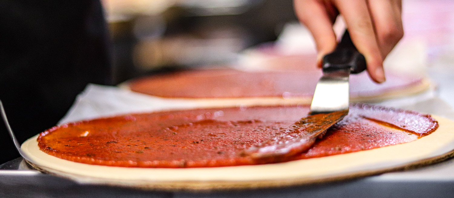 Fresh pizzas being prepared at Archie's Meats in Starbuck