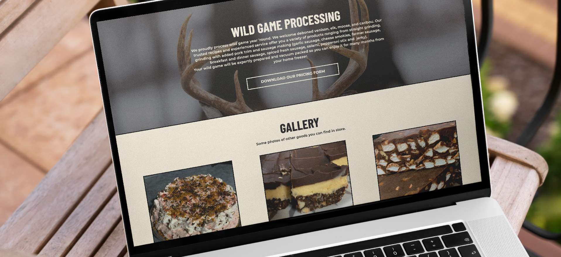 Archie's Meats website shown on a laptop