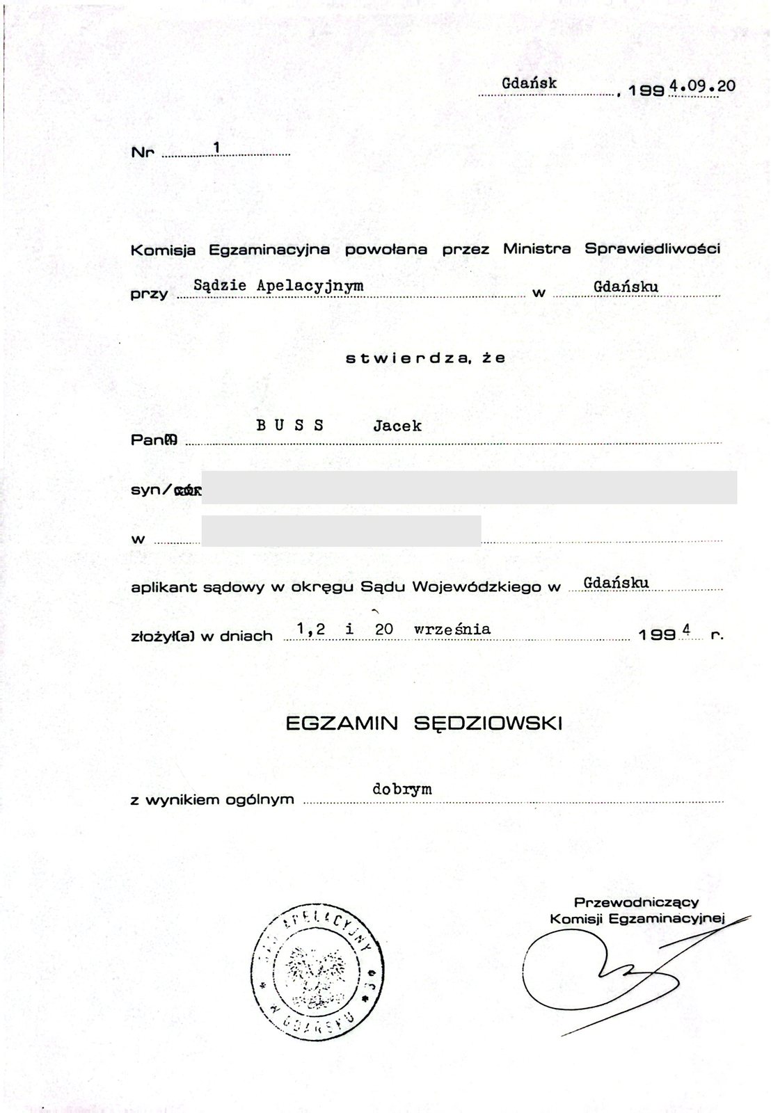 Dokument: egzamin sędziowski