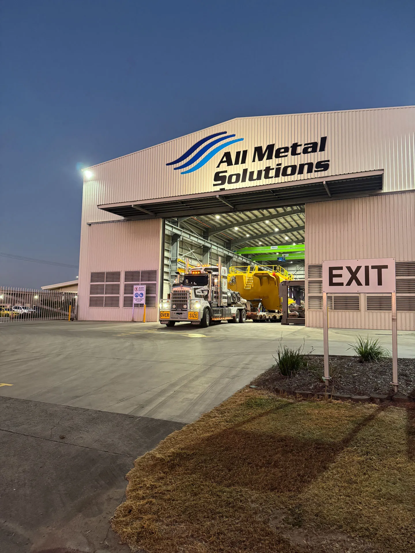 All Metal Solutions facility at dusk